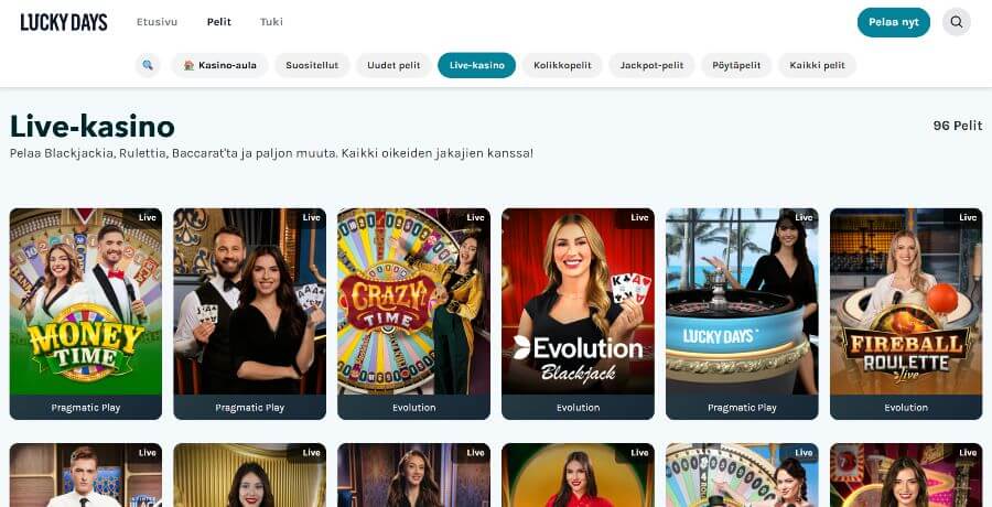 lucky days livekasino SuomiCasinoCom