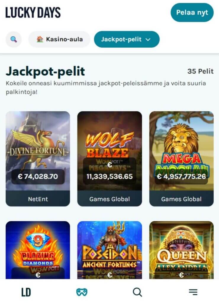 lucky days mobiili SuomiCasinoCom