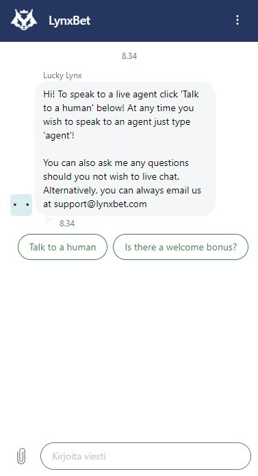 Lynxbet asiakaspalvelu