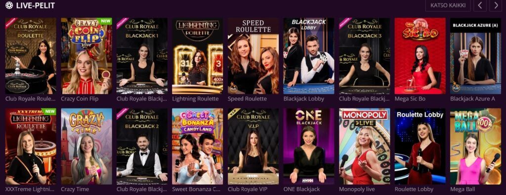 Malina Casino live-pelit