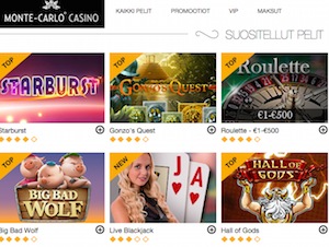 Monte Carlo Casinon pelivalikoima on laaja