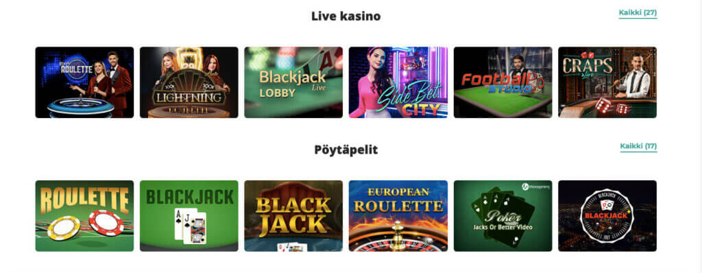 pikakasinoiden live casinot