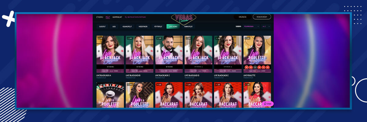 Live casinopelejä Live casinopelit