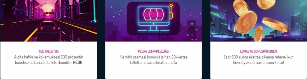 NeonVegas lunasta tarjous