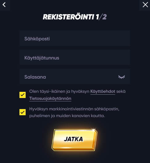 Quickwin rekisteröityminen