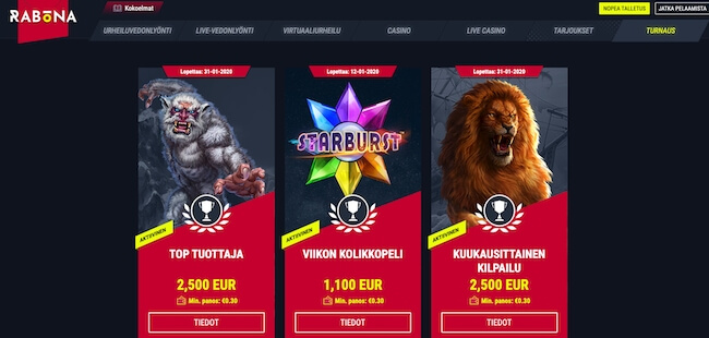 turnauksia kasinoturnaukset