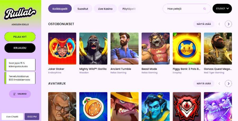 rullat peliaula suomicasinocom