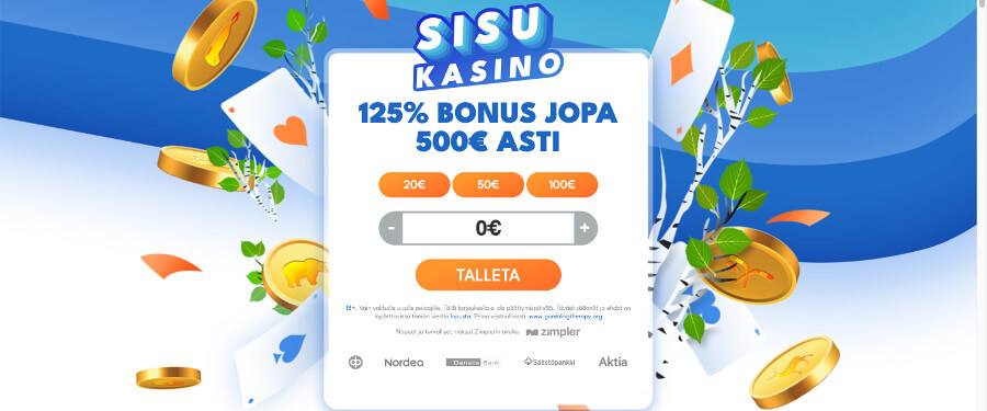 Sisukasino tervetuliaisbonus 500 euroa