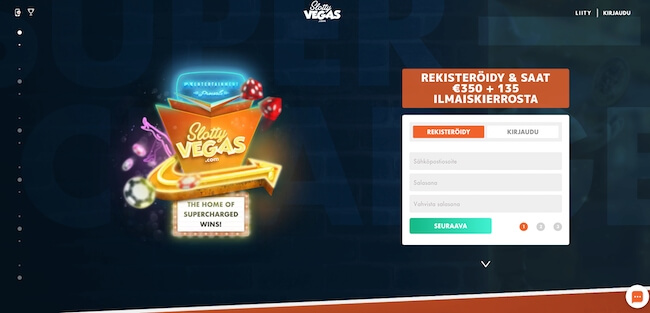 Slotty Vegas kasinon etusivu