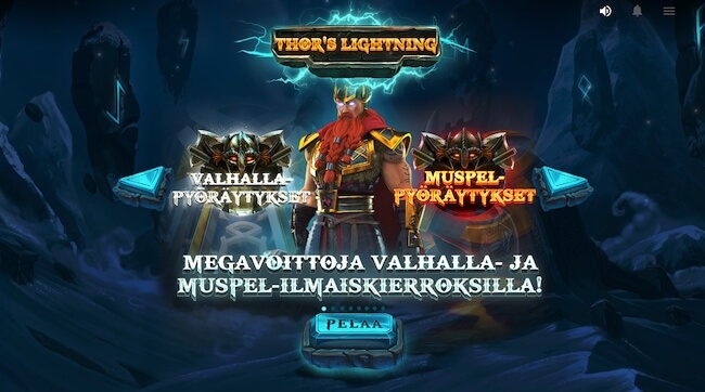 Thors Lightning aloitusnäyttö 