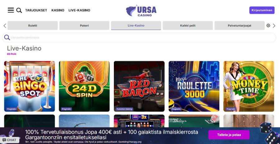 ursa livekasino suomicasinocom