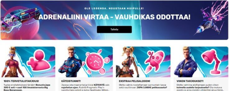 Vauhdikas Casino ilmaiskierrokset mainos maassa Finland