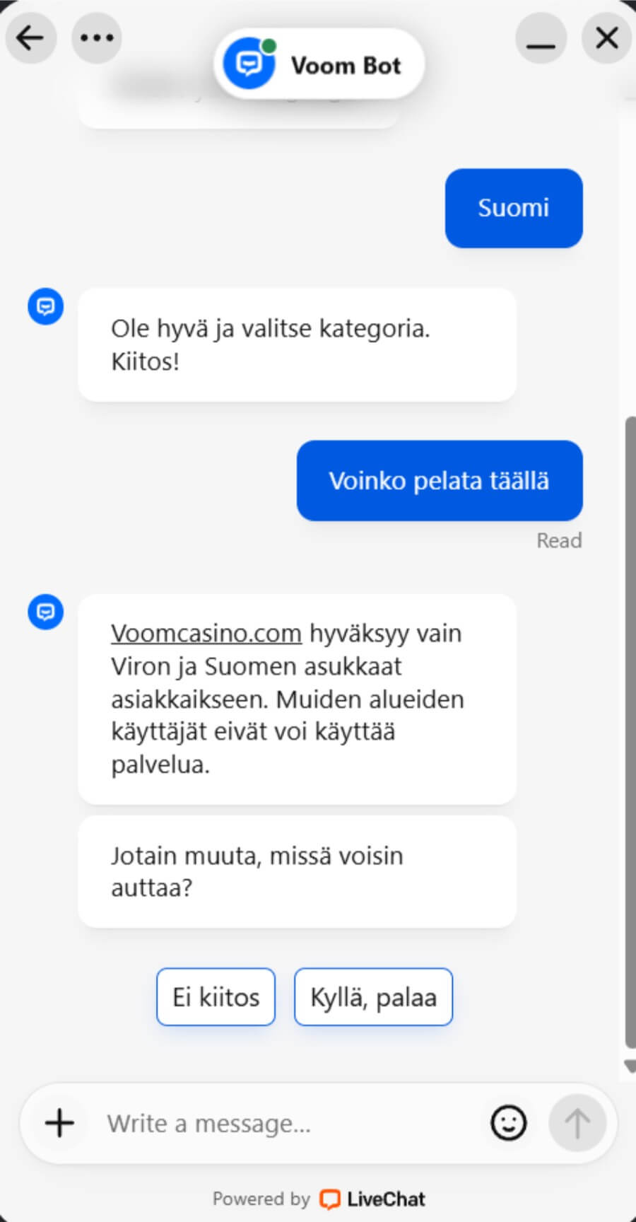 voom asiakaspalvelu suomicasinocom