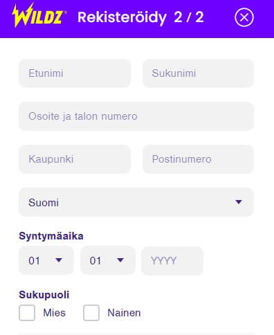 Rekisteröityminen wildz nettikasinolle sivu 2