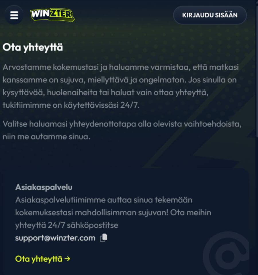 winzter asiakaspalvelu suomicasinocom